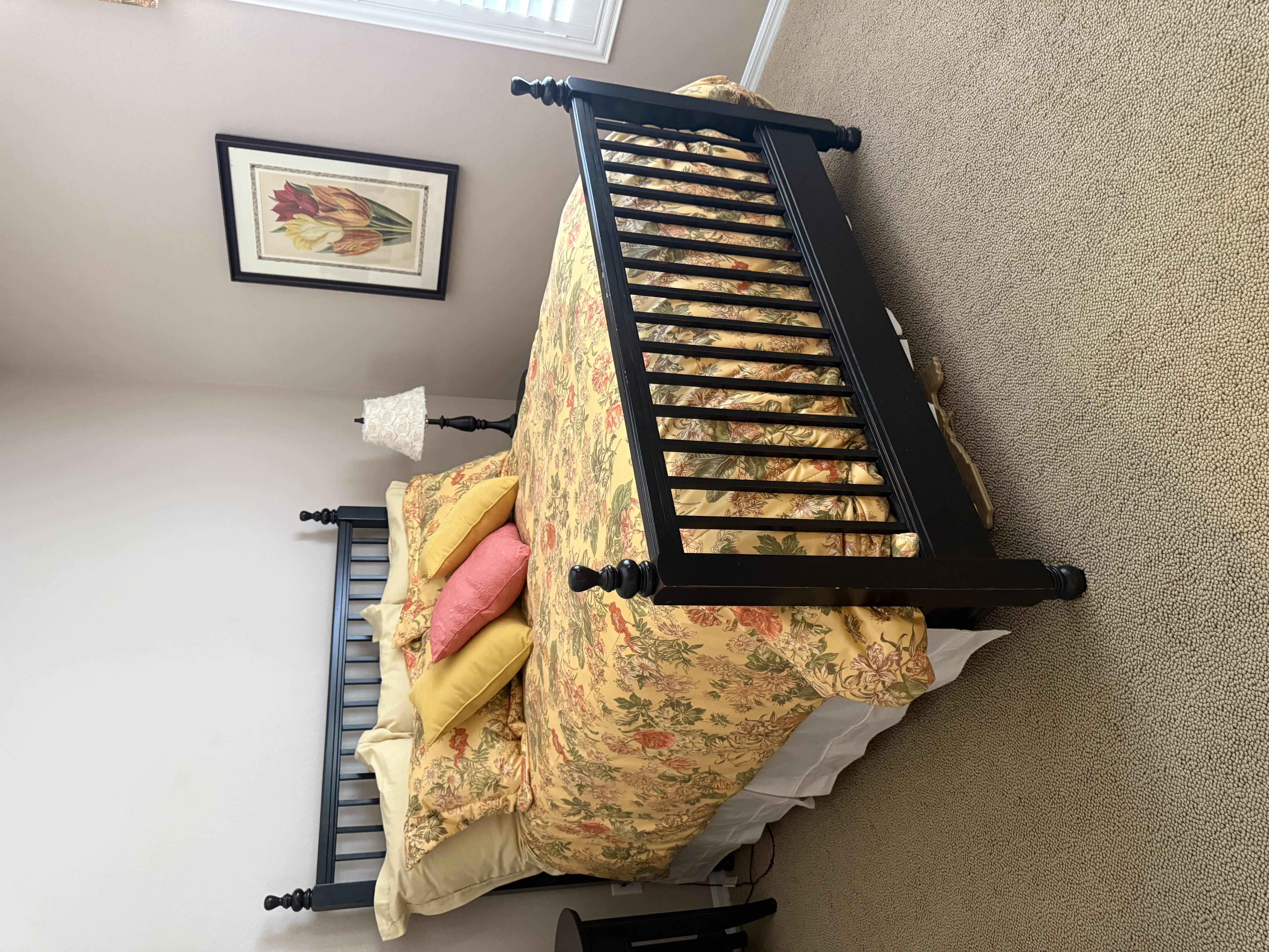 Photo 2 of BLACK WOOD SPINDLE QUEEN BED FRAME (MATTRESS NOT INCLUDED) BEDDING SOLD SEPARATELY