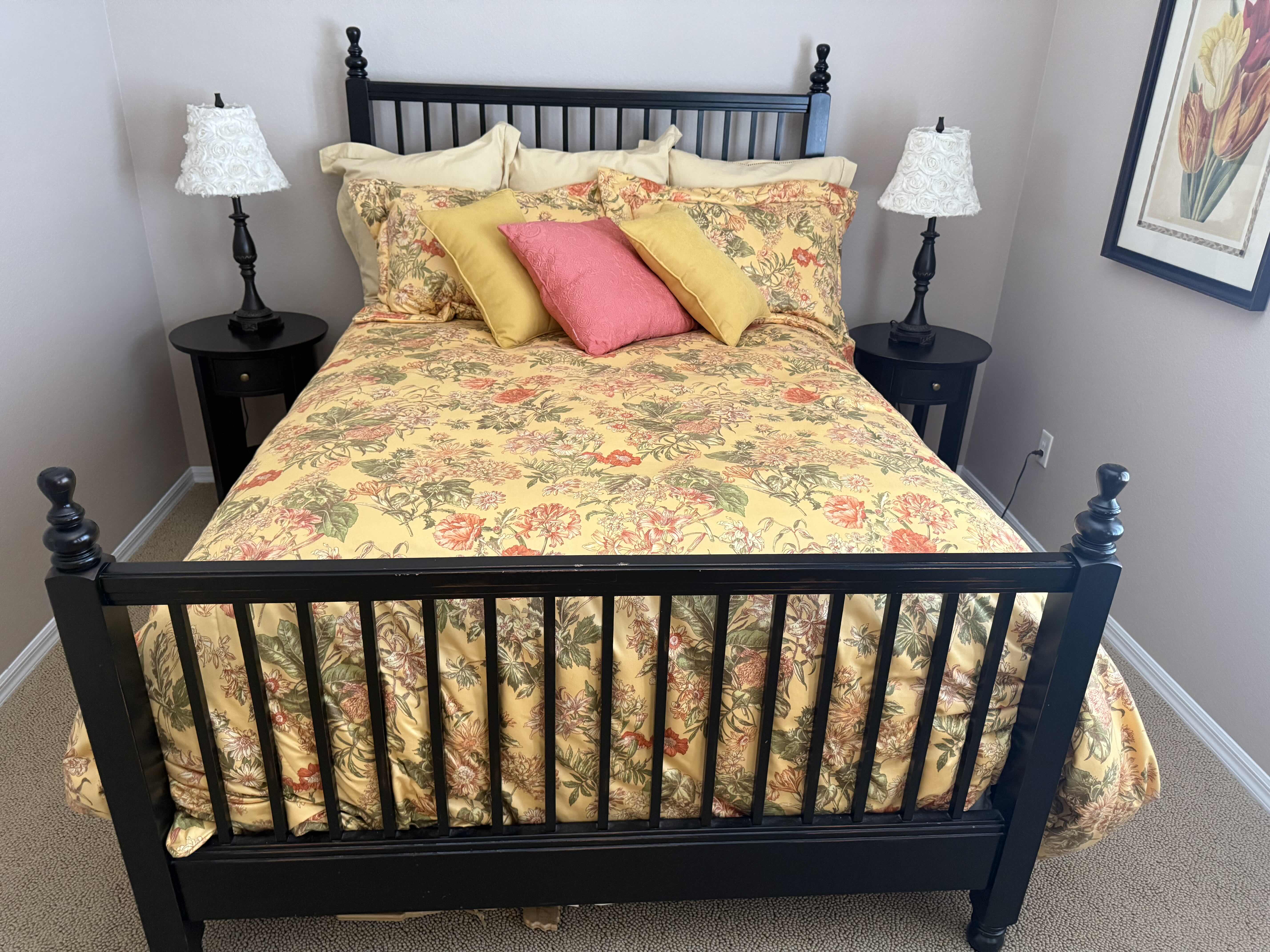 Photo 1 of BLACK WOOD SPINDLE QUEEN BED FRAME (MATTRESS NOT INCLUDED) BEDDING SOLD SEPARATELY