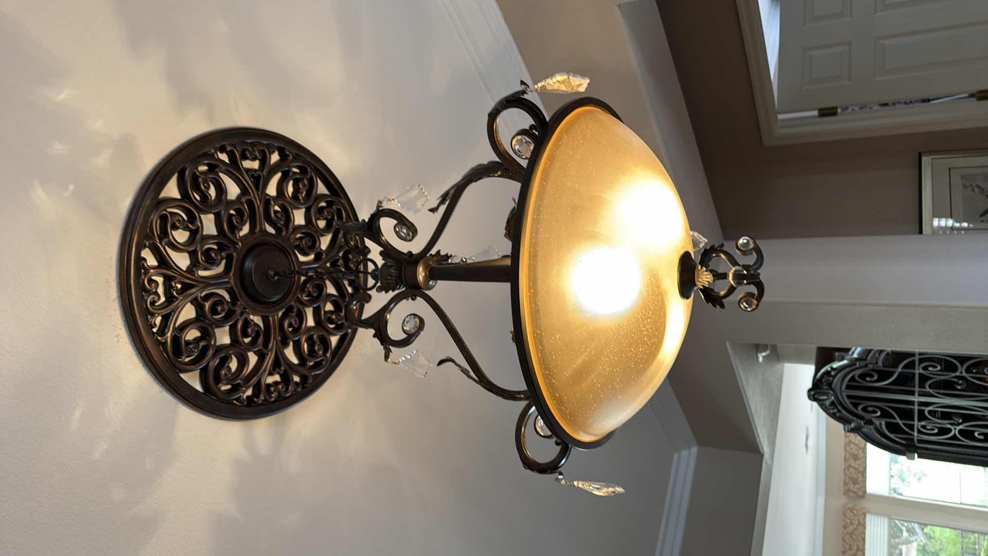 Photo 1 of 20” ROUND ANTIQUE COPPER PENDANT CHANDELIER LIGHT