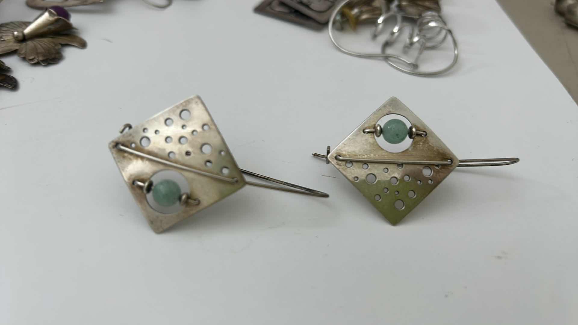 Photo 3 of FINE JEWELRY- 4 PAIRS STERLING SILVER .925 PIERCED EARRINGS