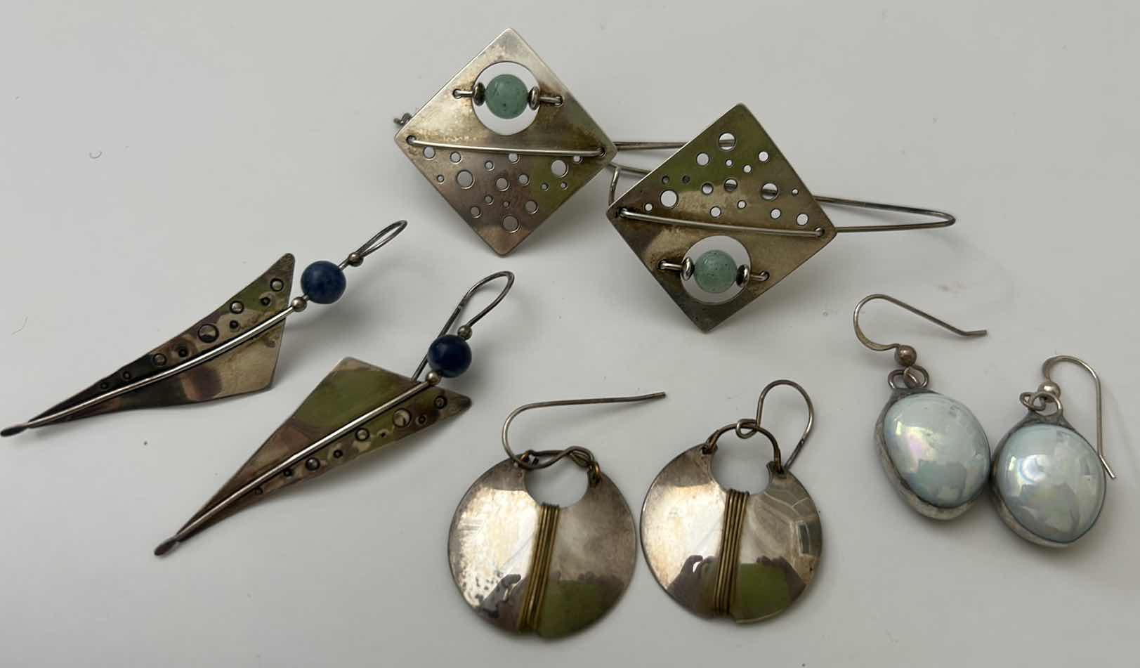 Photo 1 of FINE JEWELRY- 4 PAIRS STERLING SILVER .925 PIERCED EARRINGS