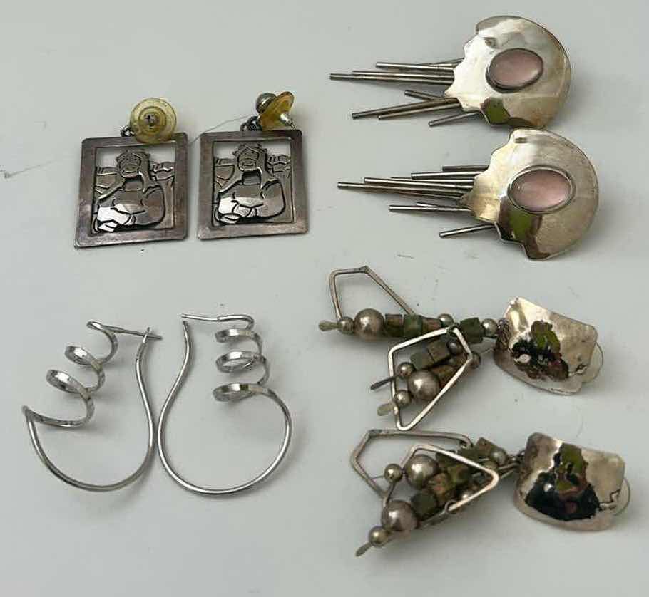 Photo 1 of FINE JEWELRY- 4 PAIRS STERLING SILVER .925 PIERCED EARRINGS