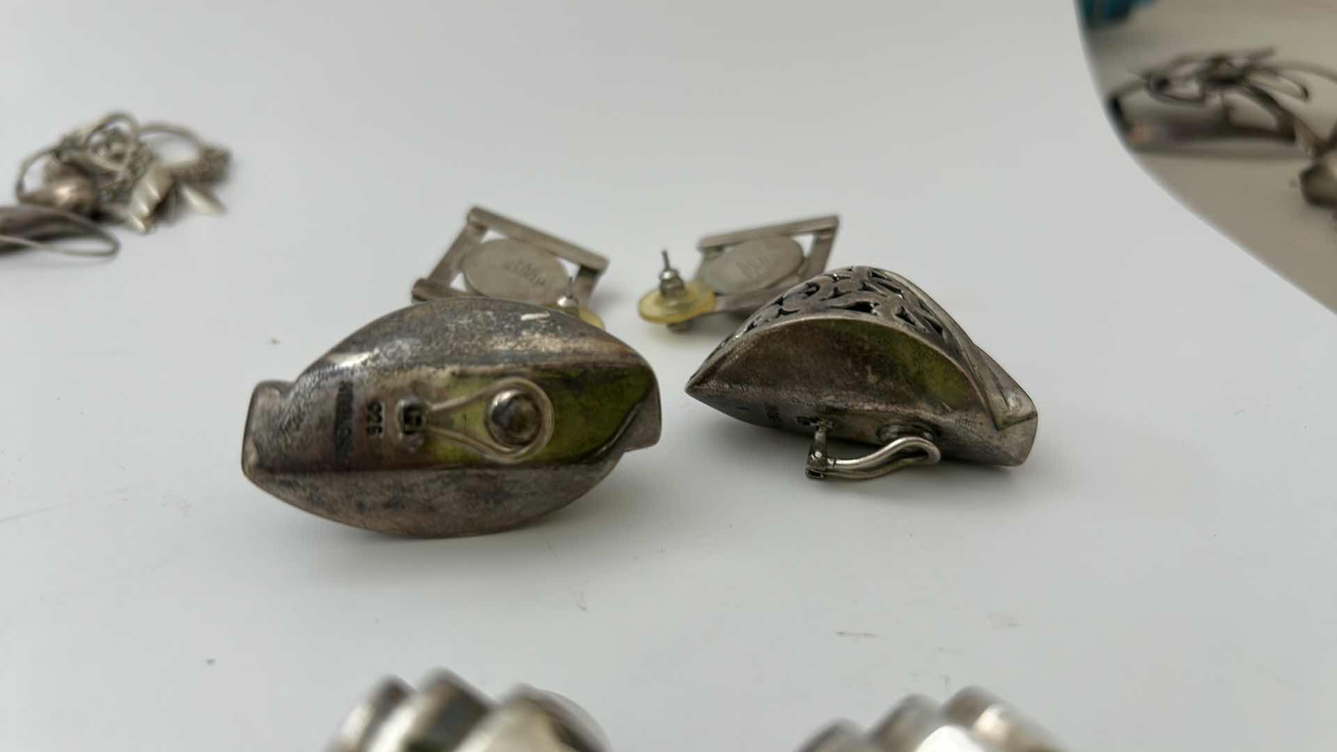 Photo 1 of FINE JEWELRY- 4 PAIRS STERLING SILVER .925 PIERCED & CLIP ON EARRINGS