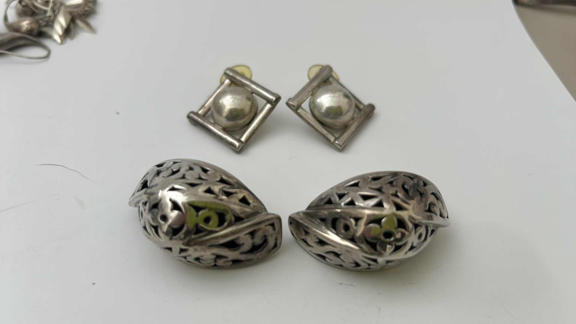 Photo 1 of FINE JEWELRY- 4 PAIRS STERLING SILVER .925 PIERCED & CLIP ON EARRINGS