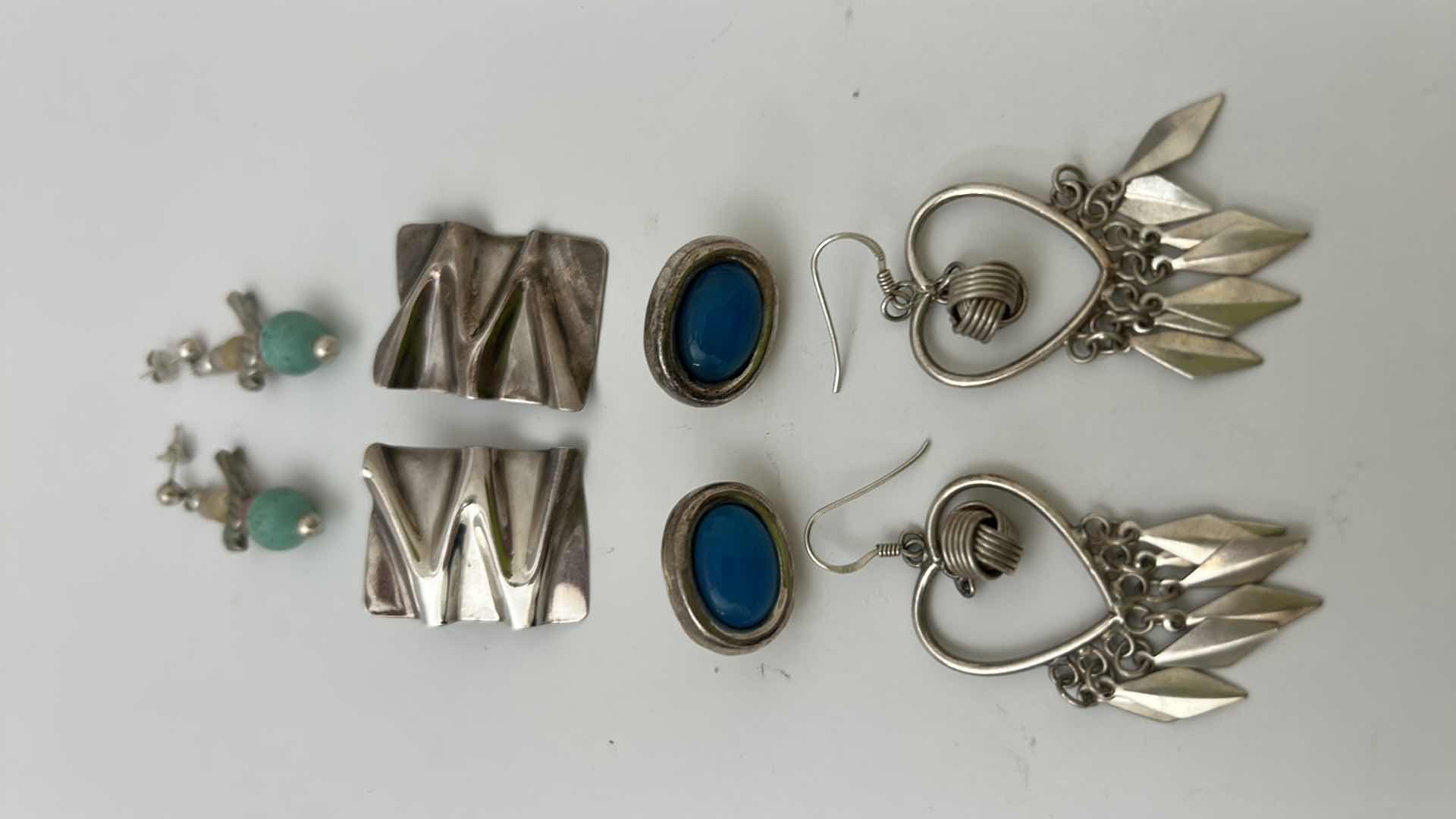 Photo 5 of FINE JEWELRY-  4 PAIRS STERLING SILVER .925 PIERCED EARRINGS