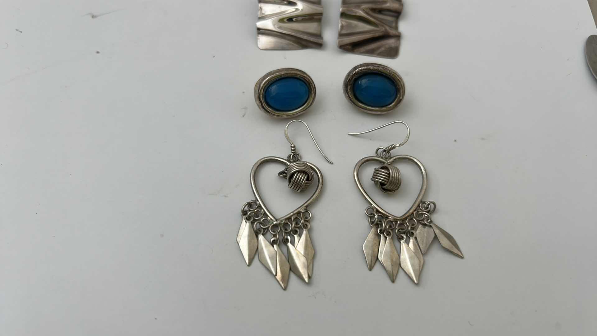 Photo 4 of FINE JEWELRY-  4 PAIRS STERLING SILVER .925 PIERCED EARRINGS