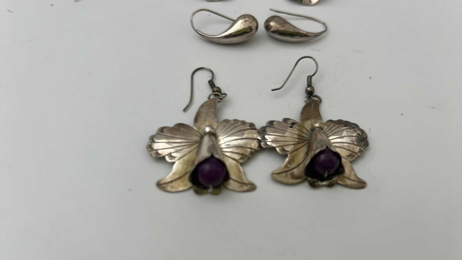 Photo 1 of FINE JEWELRY- 4 PAIRS STERLING SILVER .925 PIERCED EARRINGS