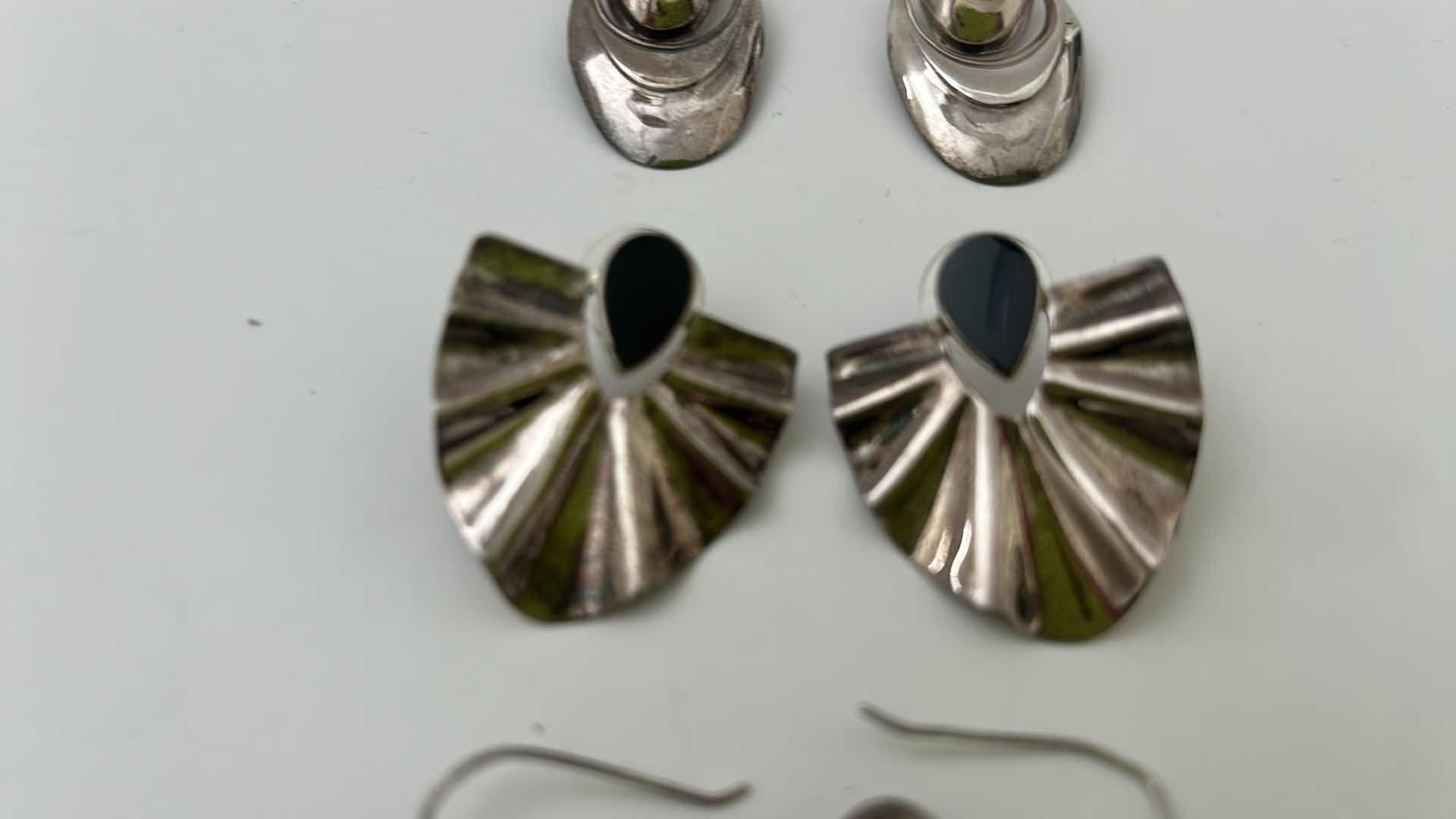 Photo 3 of FINE JEWELRY- 4 PAIRS STERLING SILVER .925 PIERCED EARRINGS