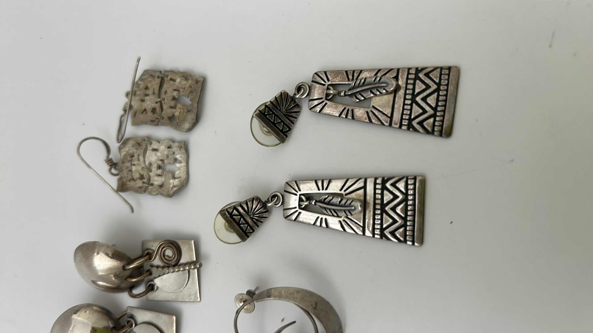 Photo 1 of FINE JEWELRY- 4 PAIRS STERLING SILVER .925 PIERCED EARRINGS