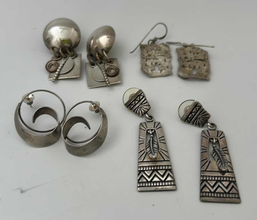 Photo 1 of FINE JEWELRY- 4 PAIRS STERLING SILVER .925 PIERCED EARRINGS