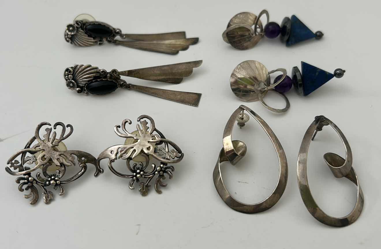 Photo 1 of FINE JEWELRY- 4 PAIRS STERLING SILVER .925 PIERCED EARRINGS