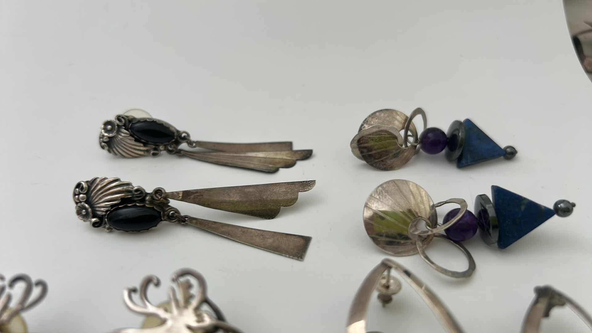 Photo 1 of FINE JEWELRY- 4 PAIRS STERLING SILVER .925 PIERCED EARRINGS