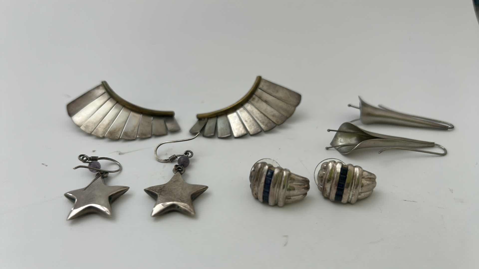 Photo 1 of FINE JEWELRY- 4 PAIRS STERLING SILVER .925 PIERCED EARRINGS