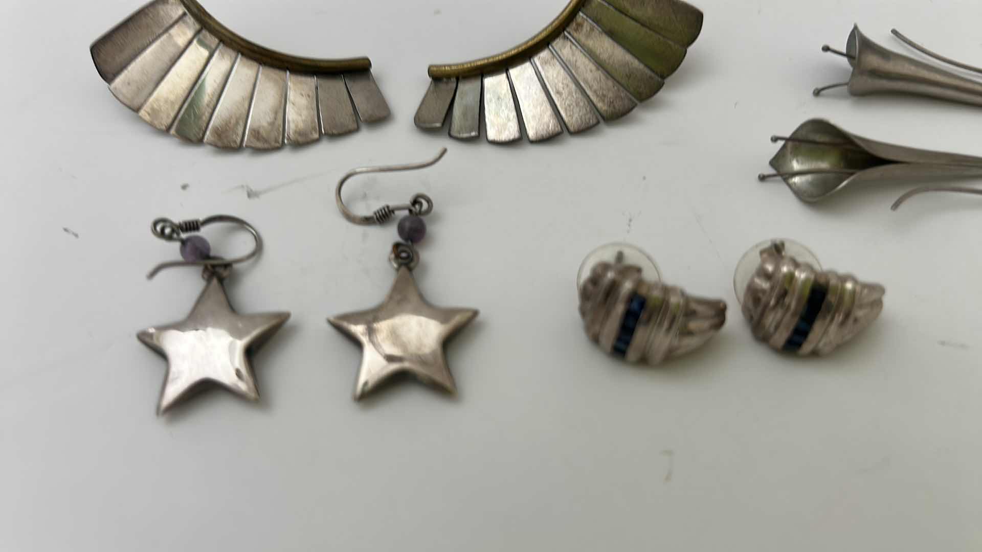 Photo 1 of FINE JEWELRY- 4 PAIRS STERLING SILVER .925 PIERCED EARRINGS