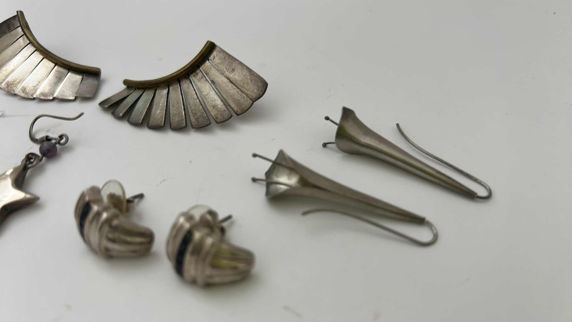 Photo 1 of FINE JEWELRY- 4 PAIRS STERLING SILVER .925 PIERCED EARRINGS