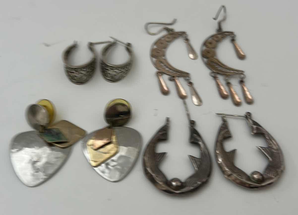 Photo 1 of FINE JEWELRY-  4 PAIRS STERLING SILVER .925 PIERCED EARRINGS