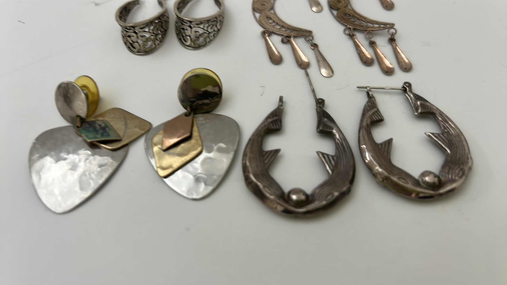 Photo 1 of FINE JEWELRY-  4 PAIRS STERLING SILVER .925 PIERCED EARRINGS