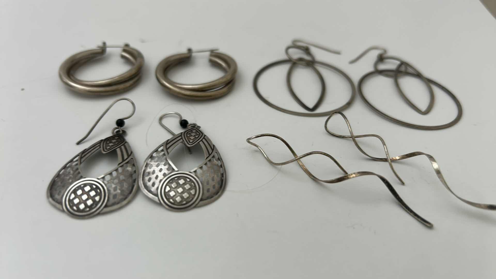 Photo 1 of FINE JEWELRY-  4 PAIRS STERLING SILVER .925 PIERCED EARRINGS