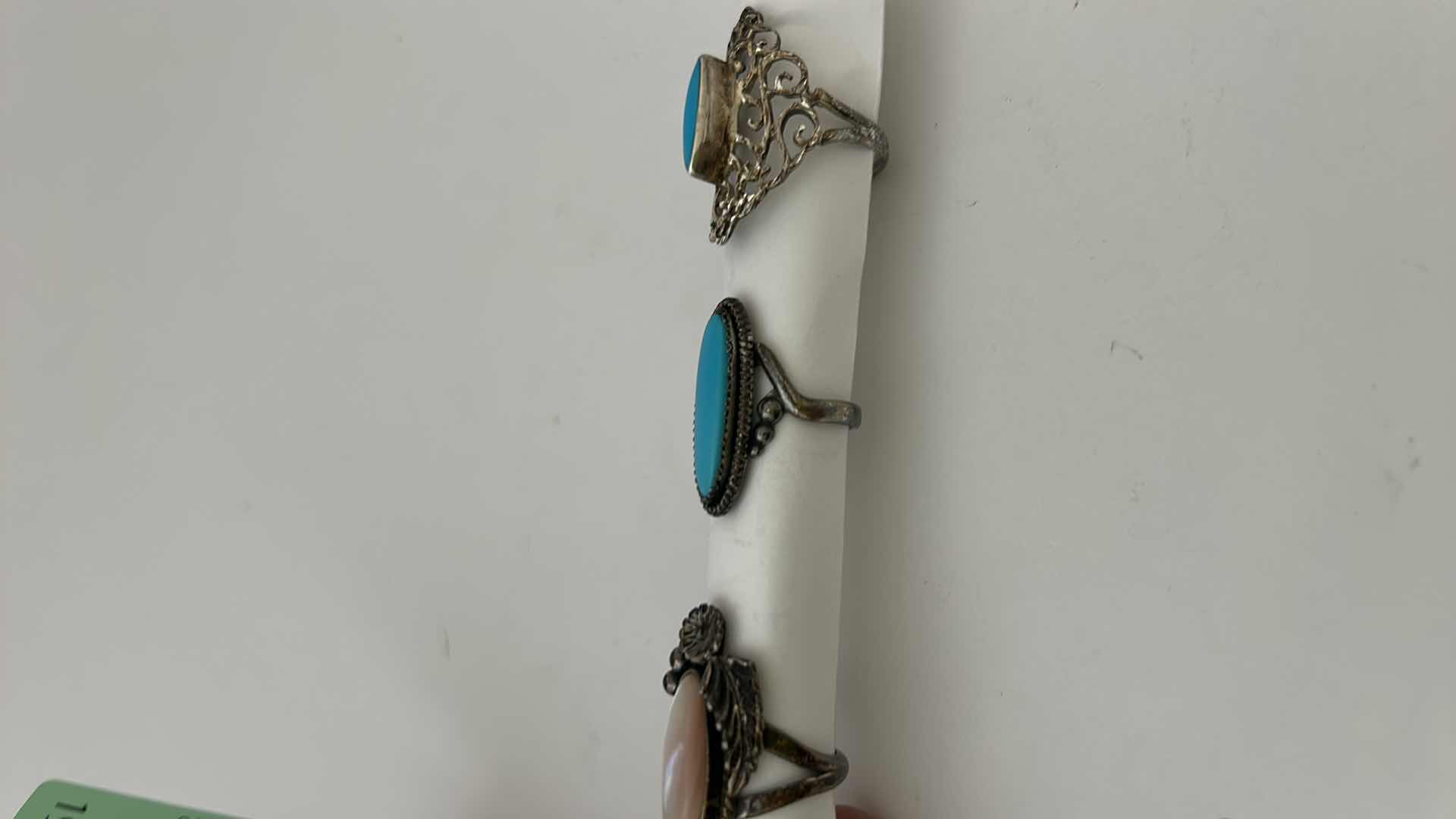 Photo 4 of FINE JEWELRY- JEWELRY- 3 PAIRS STERLING SILVER .925 RINGS