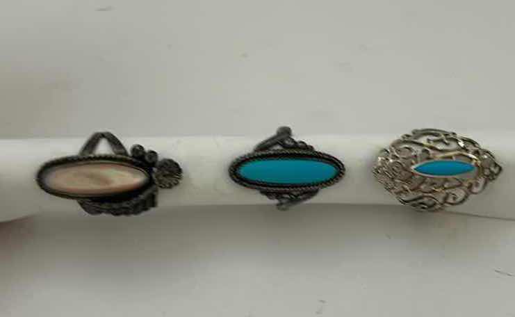 Photo 9 of FINE JEWELRY- JEWELRY- 3 PAIRS STERLING SILVER .925 RINGS