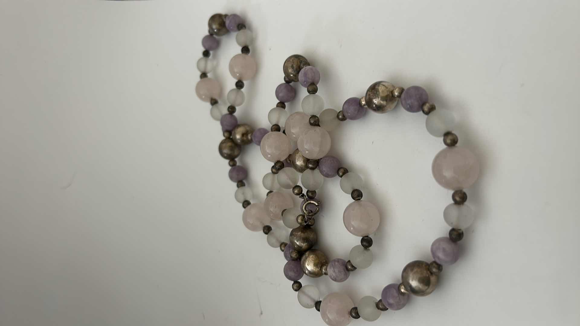 Photo 1 of FINE JEWELRY- .925 STERLING SILVER BEADED NECKLACE