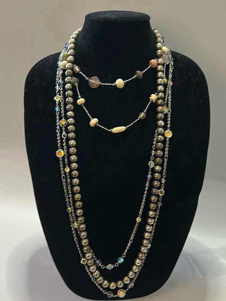 Photo 1 of FINE JEWELRY- 3 STERLING LONG BEADED NECKLACES