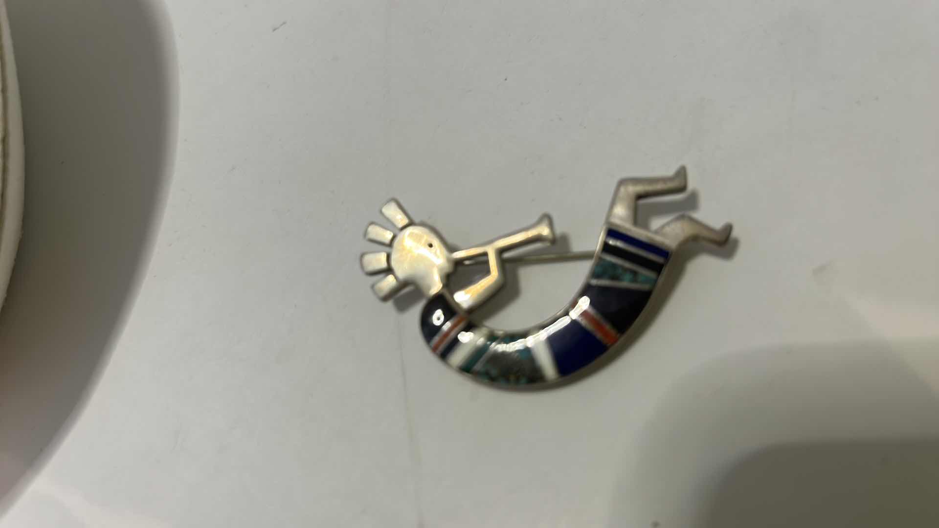 Photo 1 of FINE JEWELRY- .925 STERLING SILVER SIGNED “CALVIN BEGGY” AMERICAN INDIAN PIN WITH STONES H2”