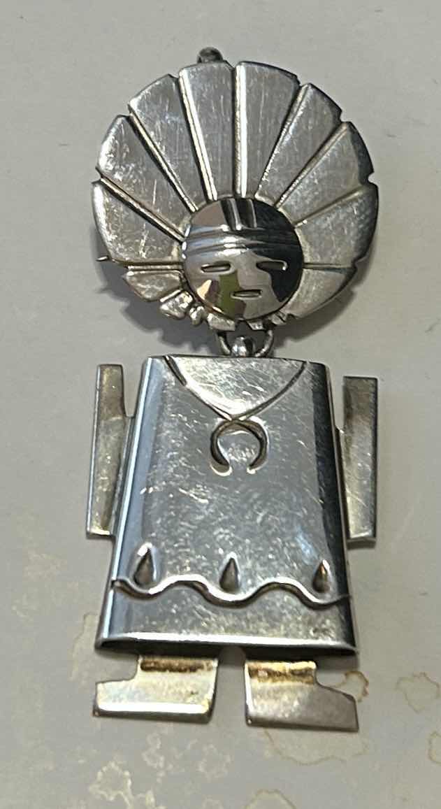Photo 1 of FINE JEWELRY- .925 STERLING SILVER AMERICAN INDIAN PENDANT/PIN SIGNED H2.75”
