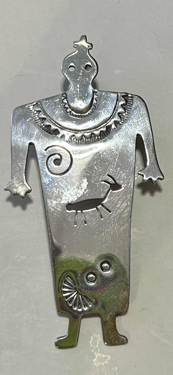 Photo 1 of FINE JEWELRY- .925 STERLING SILVER AMERICAN INDIAN PENDANT/PIN  H2.5”