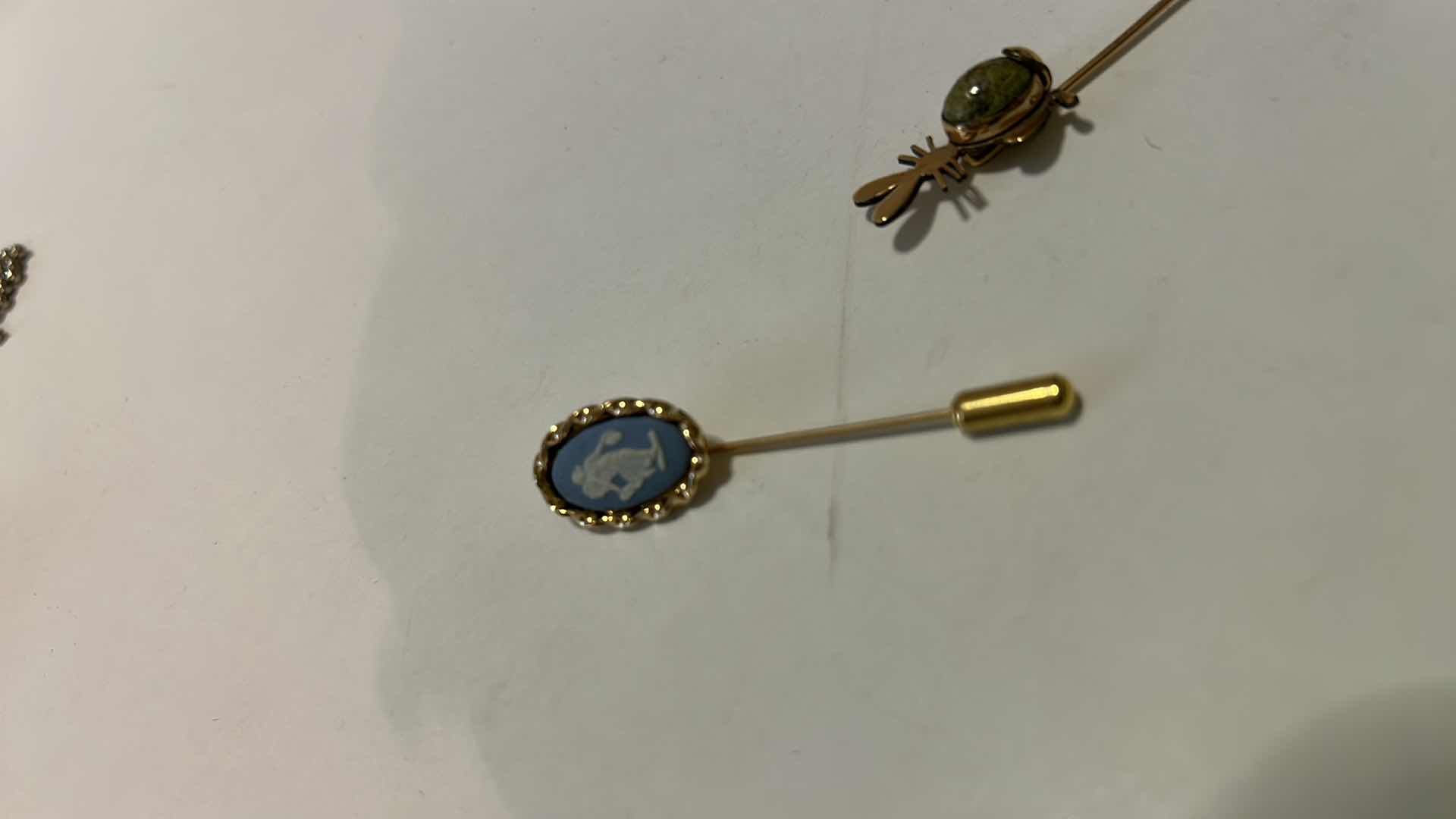 Photo 1 of FINE JEWELRY- 2 VINTAGE HAT PINS, BUNNY 12K GOLD, CAMEO 12K GOLD FILLED