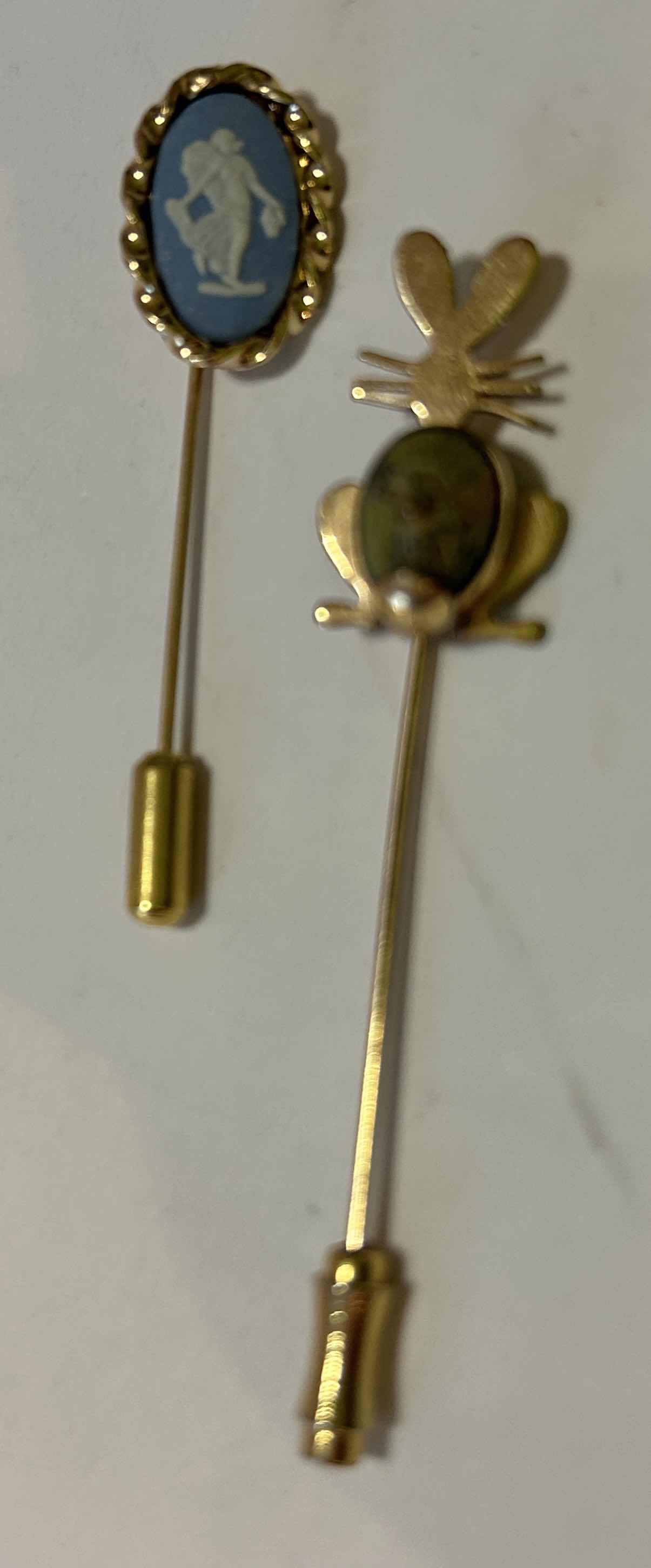Photo 1 of FINE JEWELRY- 2 VINTAGE HAT PINS, BUNNY 12K GOLD, CAMEO 12K GOLD FILLED
