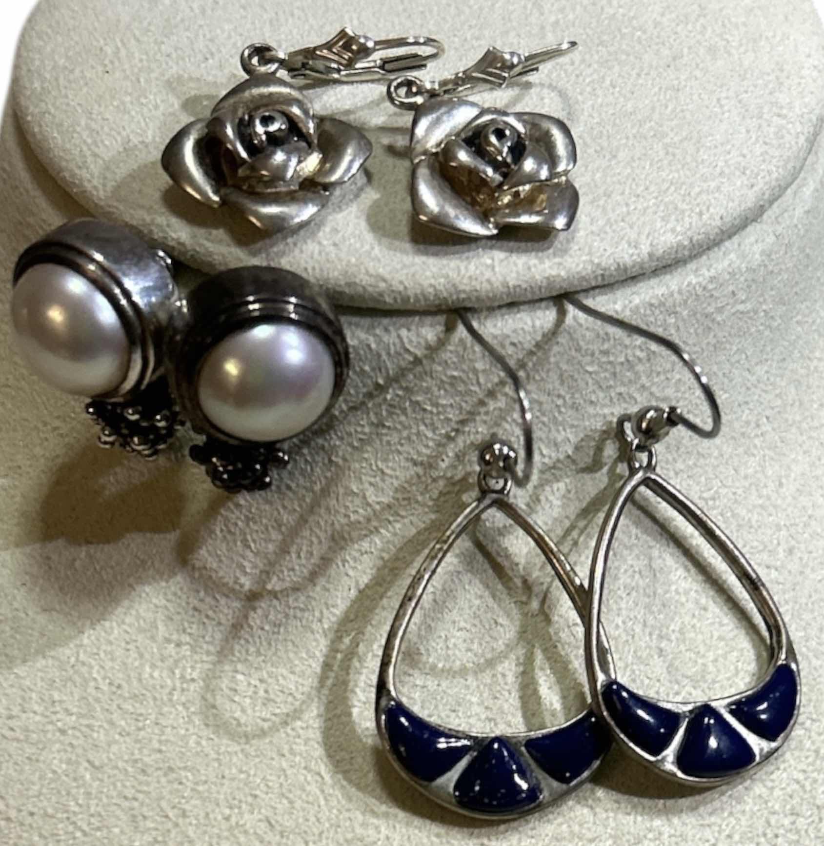 Photo 1 of FINE JEWELRY- 3 PAIRS .925 STERLING SILVER PIERCED EARRINGS
