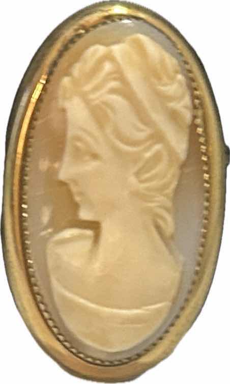 Photo 1 of FINE ANTIQUE JEWELRY- VICTORIAN ERA CAMEO BROOCH 12K GF H1.25”