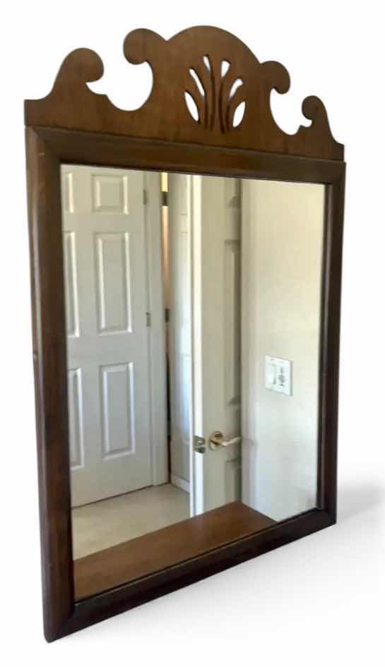 Photo 1 of VINTAGE WOOD FRAMED MIRROR 24.75” X 36”