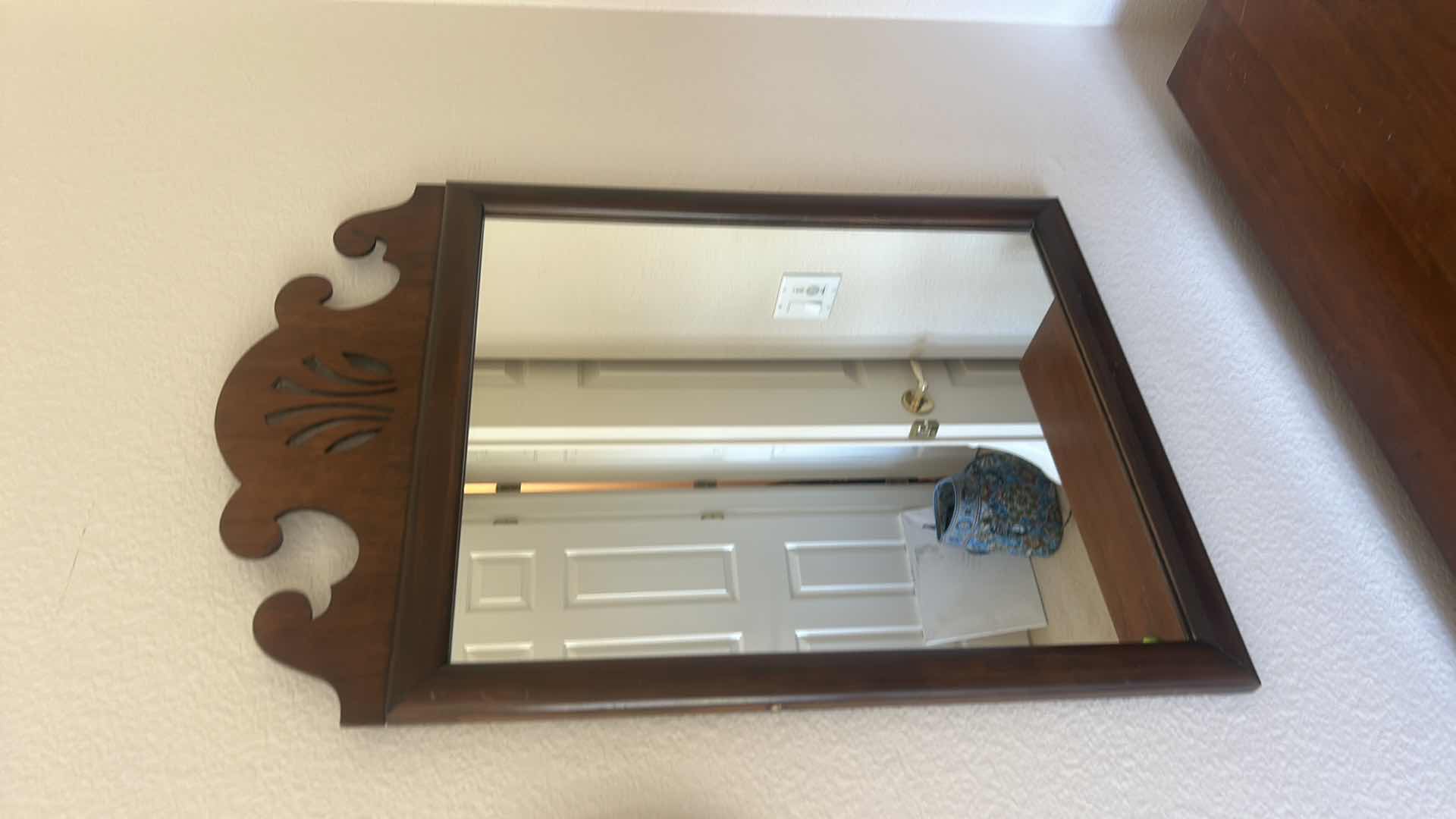 Photo 1 of VINTAGE WOOD FRAMED MIRROR 24.75” X 36”