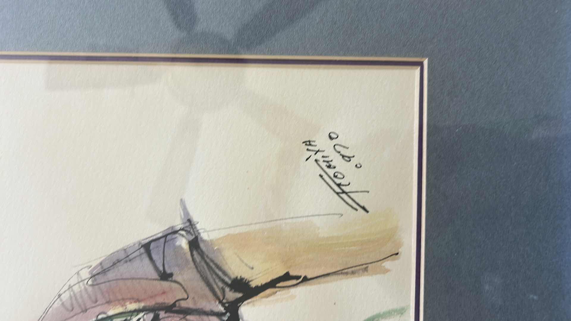 Photo 1 of SILVER FRAMED WOOD, WATERCOLOR SIGNED ARTWORK  18.75”  X H22 1/2”