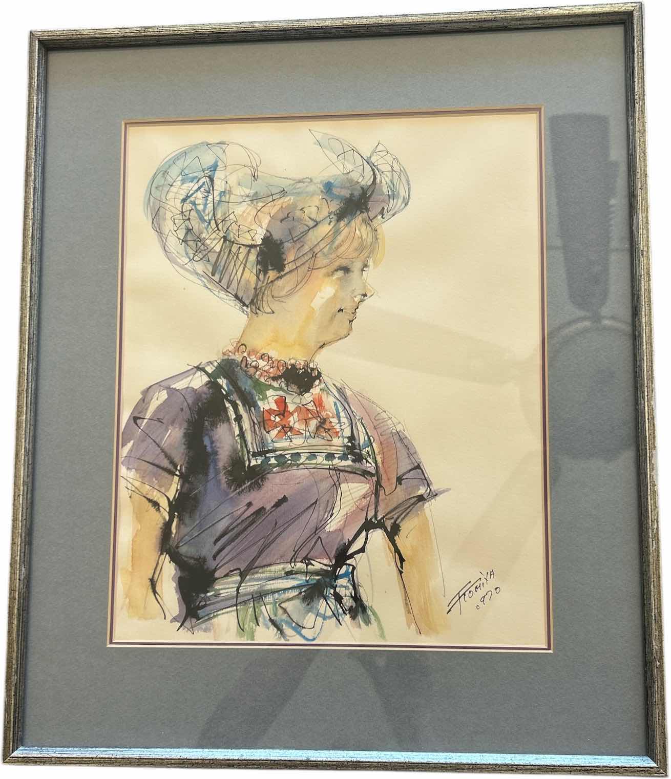 Photo 1 of SILVER FRAMED WOOD, WATERCOLOR SIGNED ARTWORK  18.75”  X H22 1/2”