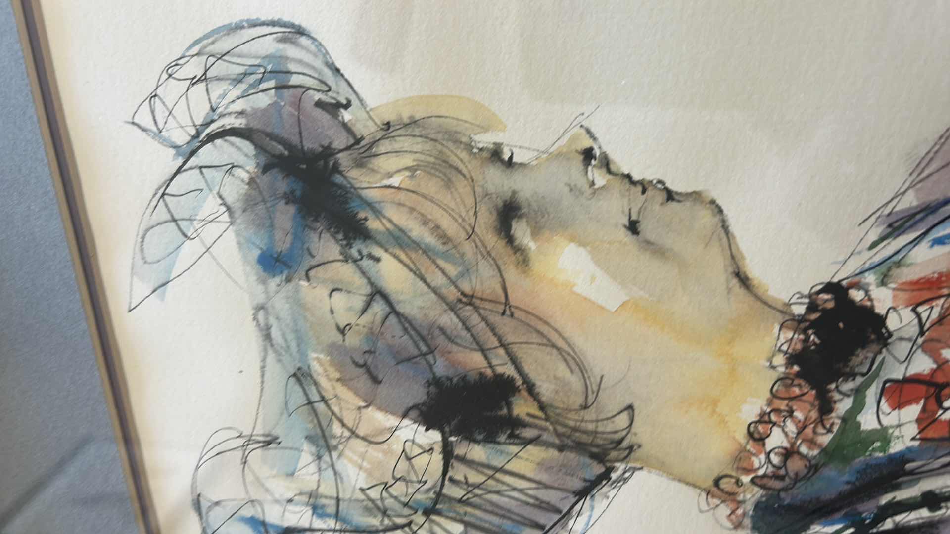 Photo 1 of SILVER FRAMED WOOD, WATERCOLOR SIGNED ARTWORK  18.75”  X H22 1/2”