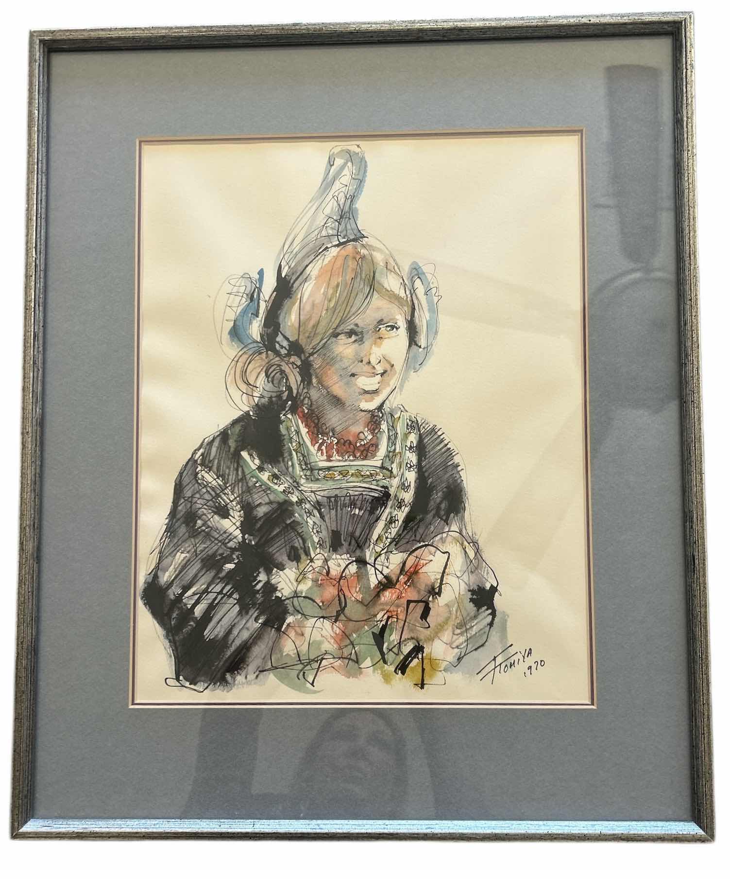 Photo 1 of SILVER FRAMED WOOD, WATERCOLOR SIGNED ARTWORK  18.75”  X H22 1/2”