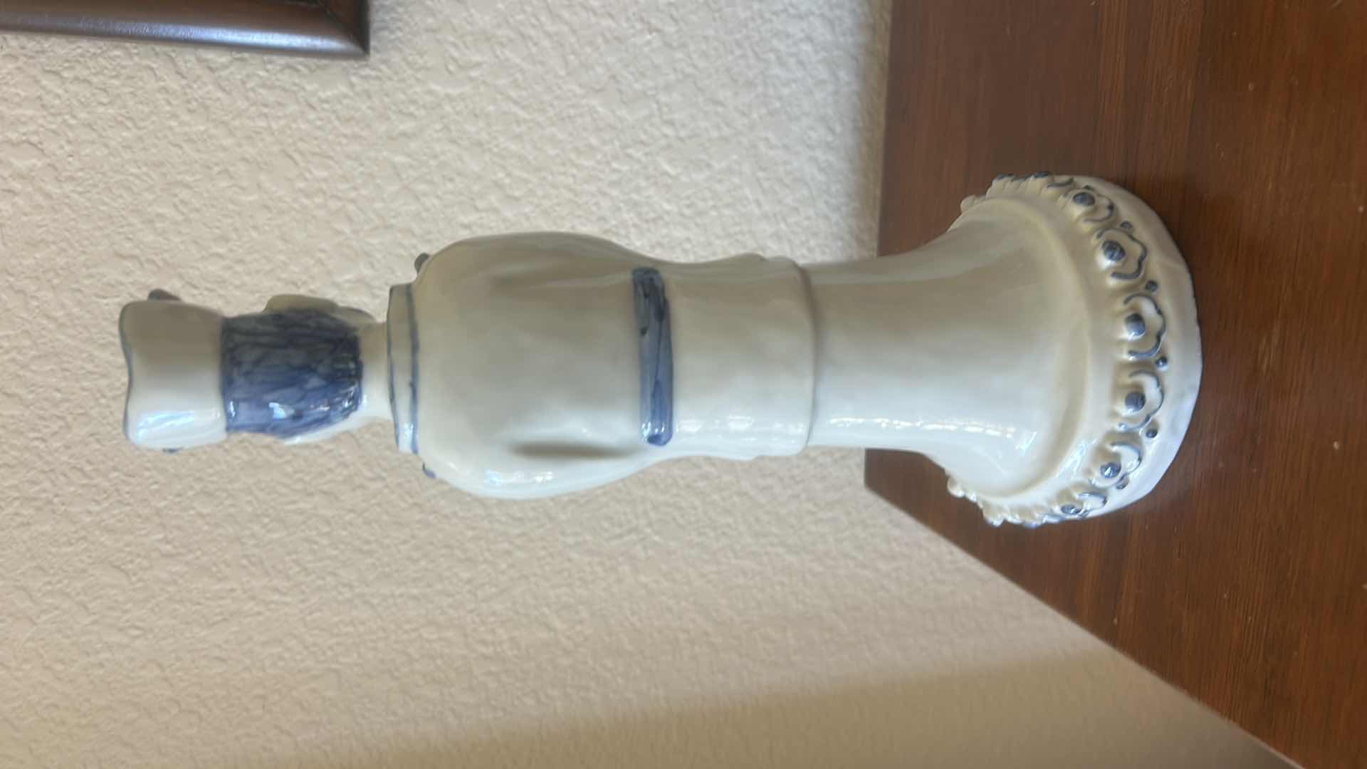 Photo 1 of VINTAGE CHINESE PORCELAIN BLUE AND WHITE FIGURINE H11”