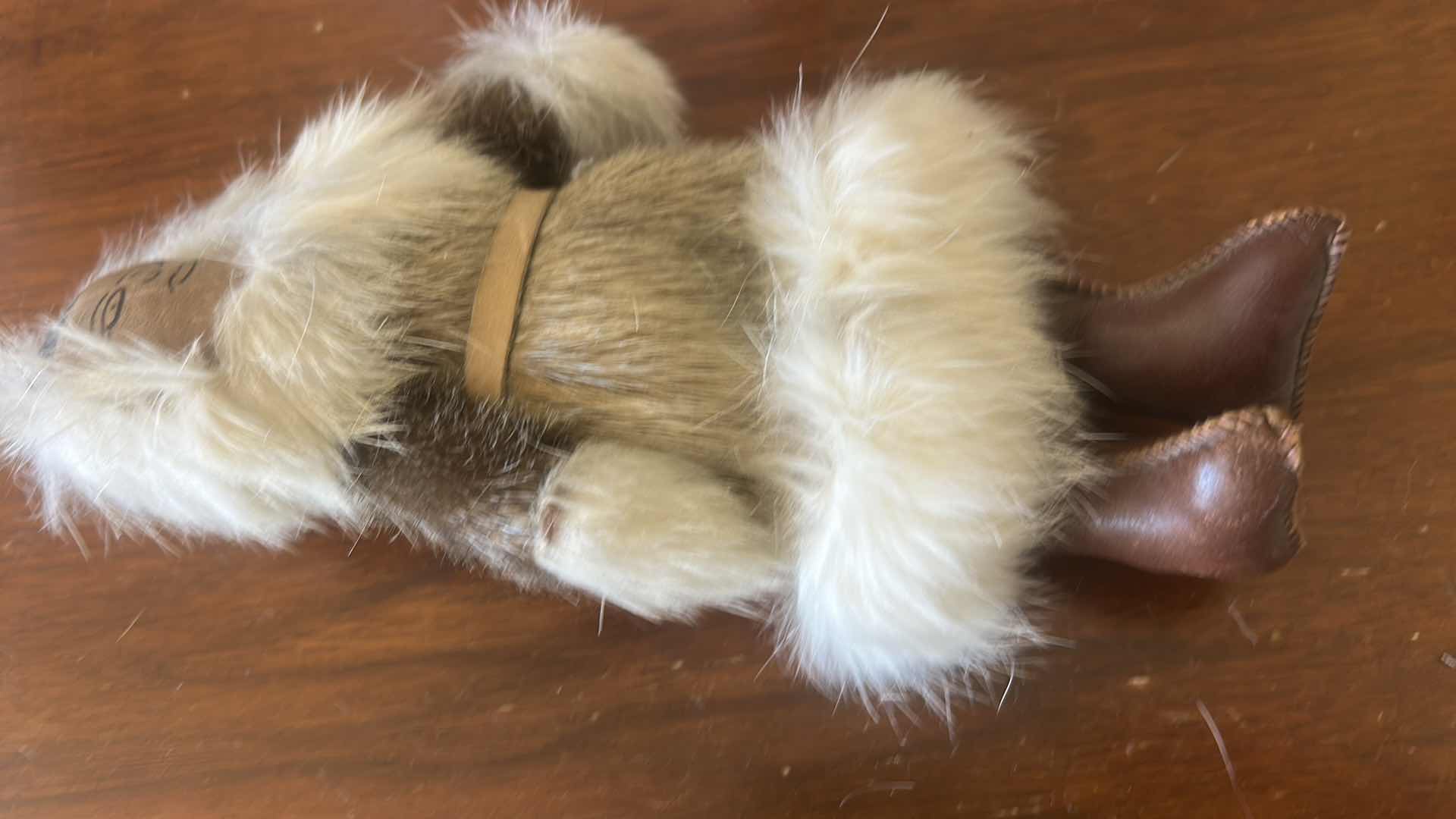 Photo 1 of VINTAGE INUIT OR ESKIMO DOLL,  HANDMADE WITH REAL FUR AND LEATHER OR HIDE ELEMENTS, REPRESENTING TRADITIONAL NATIVE ALASKAN OR CANADIAN CULTURE. H9”