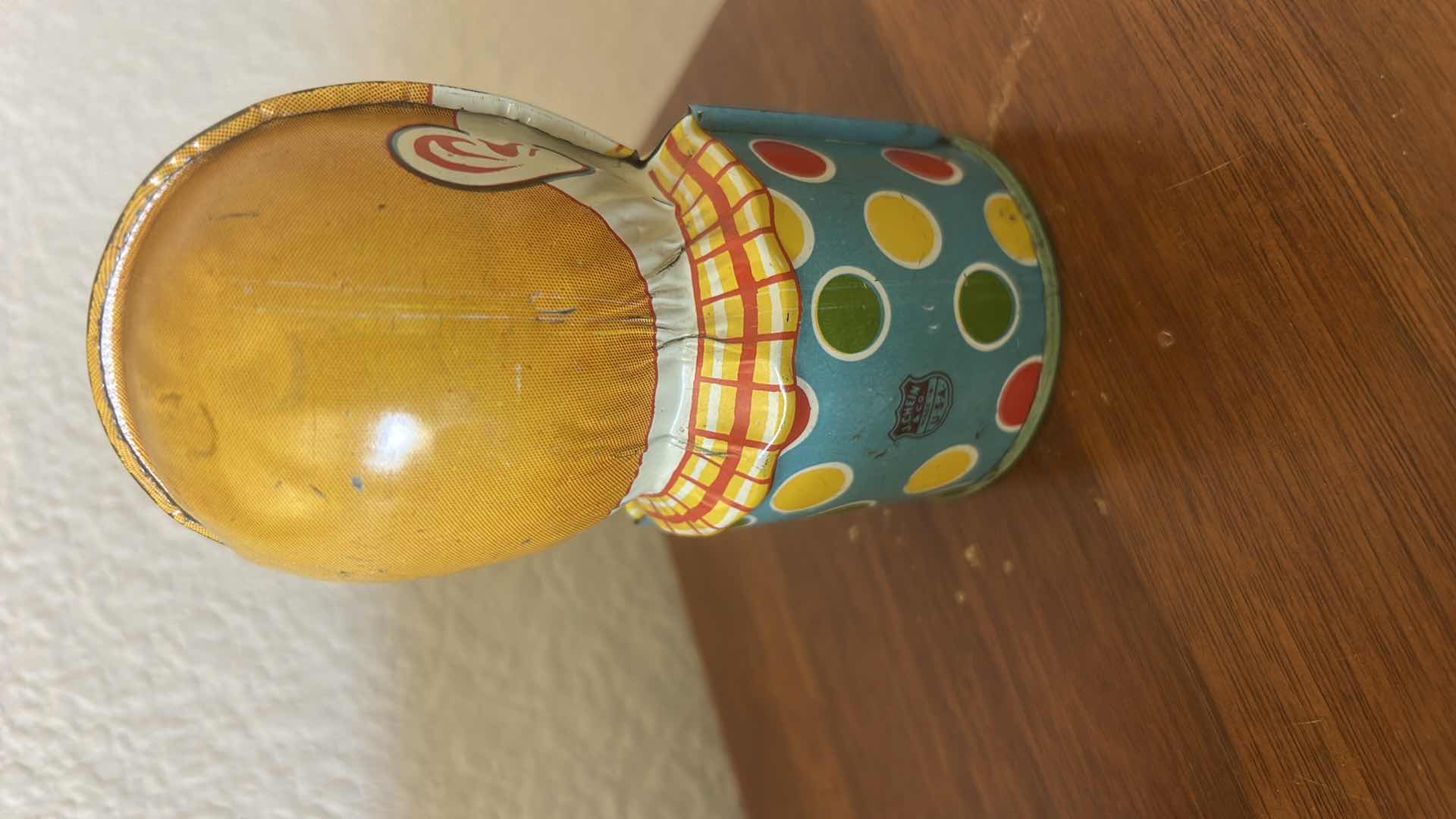 Photo 1 of VINTAGE 1930S SCARY TIN MECHANICAL CLOWN BANK WITH STOPPER. WORKING. H5.5”