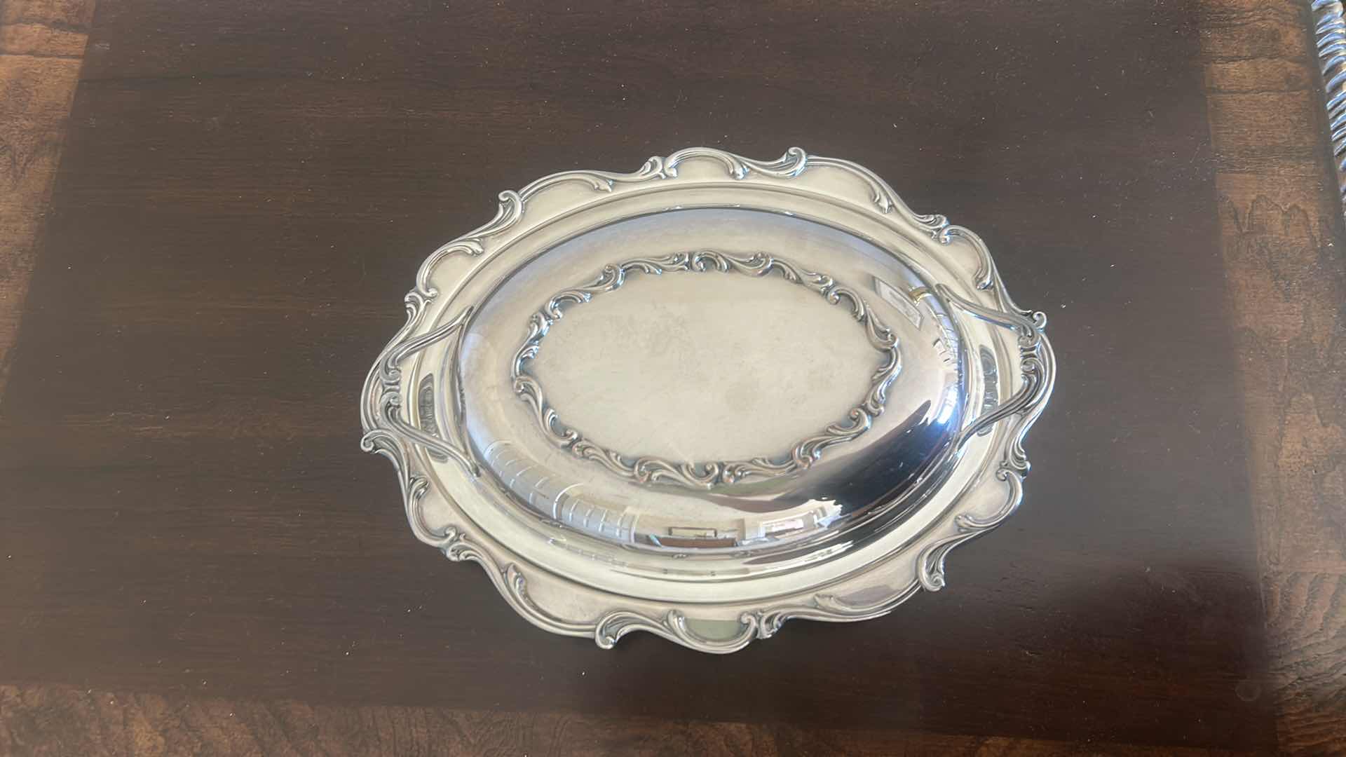 Photo 1 of INTERNATIONAL SILVER COMPANY SILVER PLATED SERVING DISH WITH LID 12” x H9 1/2”
