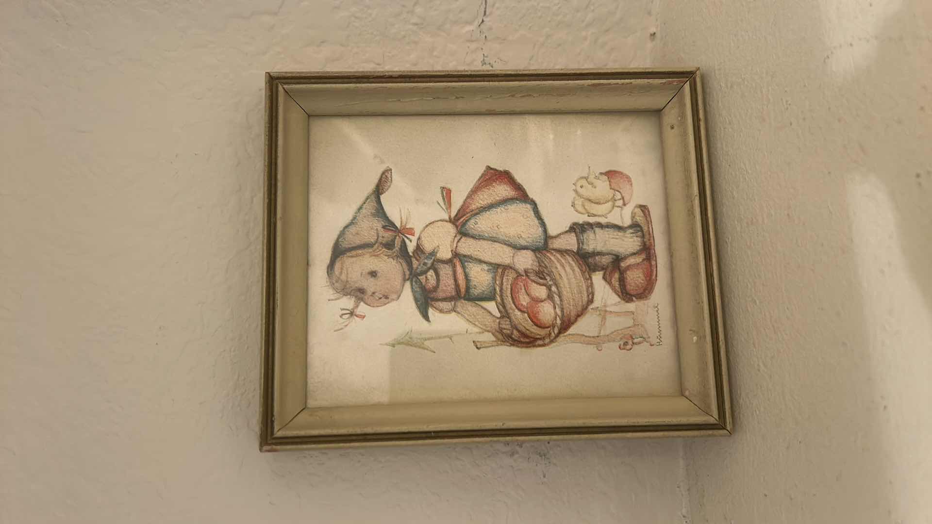 Photo 1 of 2 VINTAGE ITEMS- FRAMED HUMMELL PORCELAIN TRINKET BOX 4.75”