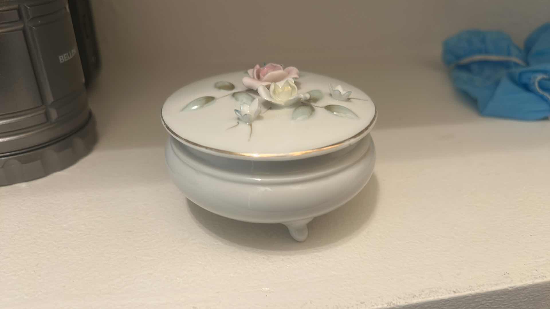 Photo 1 of 2 VINTAGE ITEMS- FRAMED HUMMELL PORCELAIN TRINKET BOX 4.75”