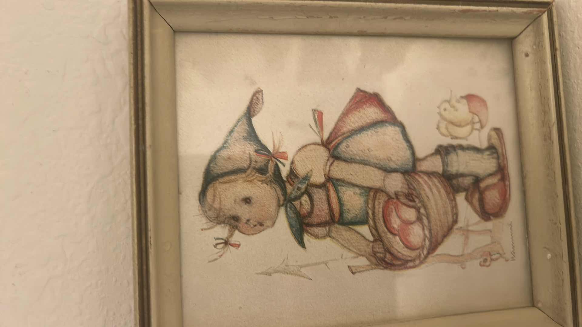 Photo 1 of 2 VINTAGE ITEMS- FRAMED HUMMELL PORCELAIN TRINKET BOX 4.75”