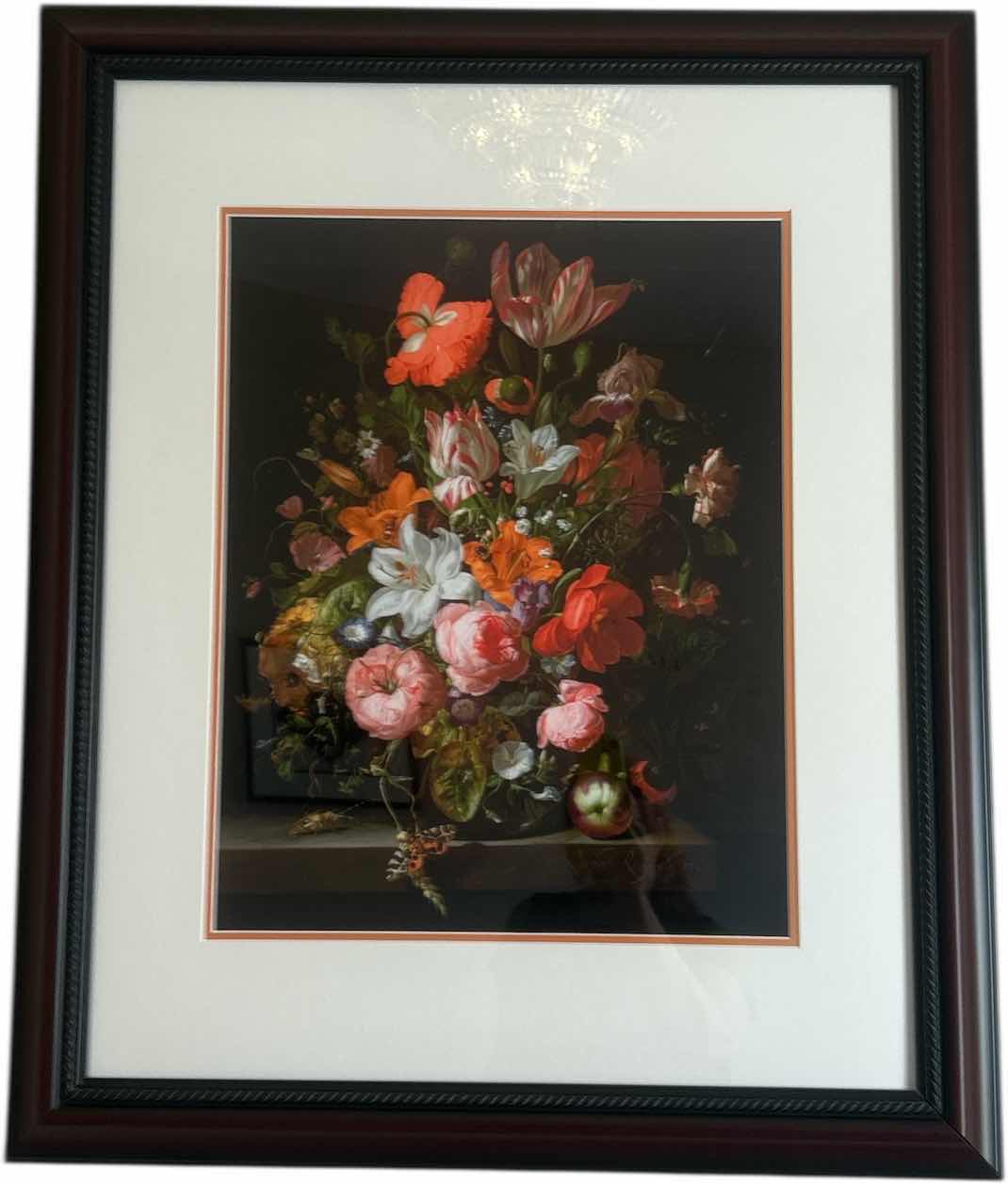 Photo 1 of WOOD FRAMED FLORAL STILL LIFE ARTWORK 28” x 33”