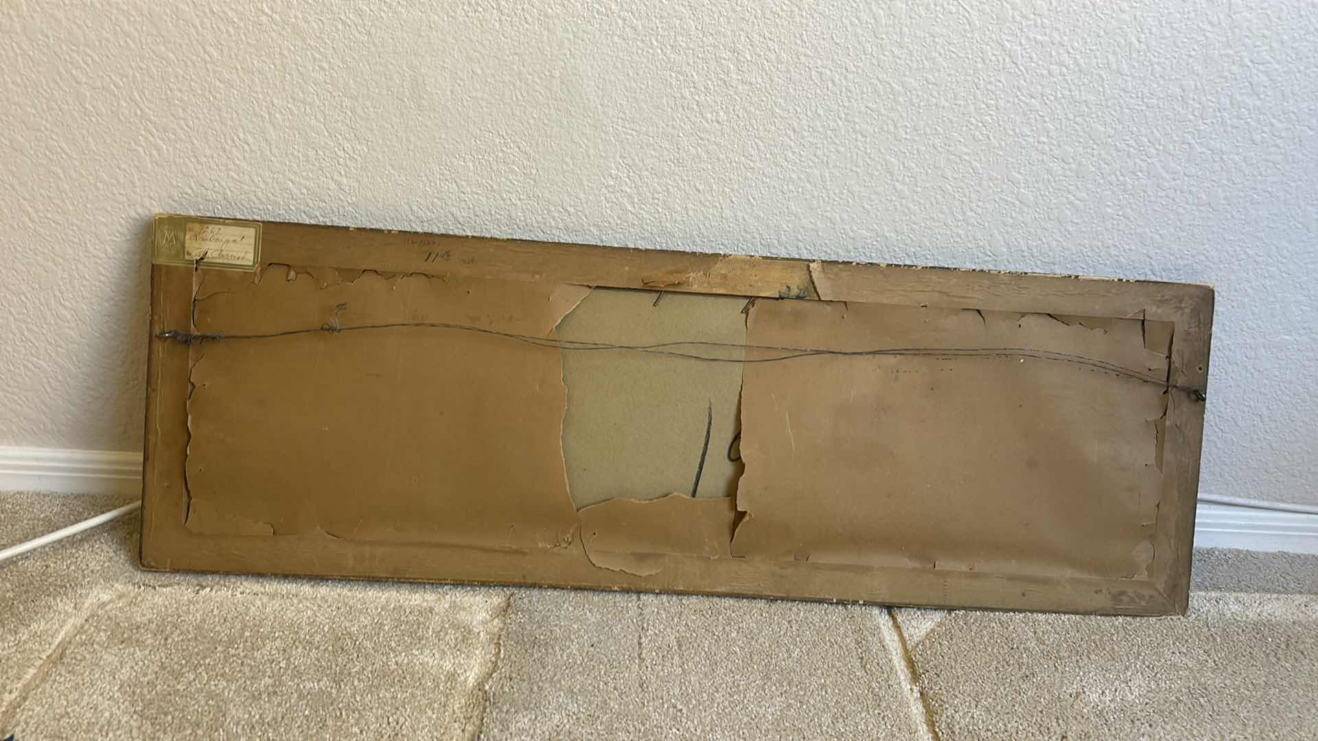 Photo 1 of VINTAGE WOOD FRAMED VOLCHROME PRINT  of Maxfield Parrish's "The Rubaiyat".  ARTWORK 33” x 11”.