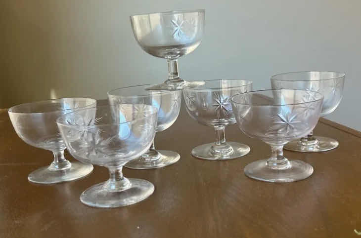Photo 1 of 6 VINTAGE FOSTORIA STARBURST SHERBET GLASSES