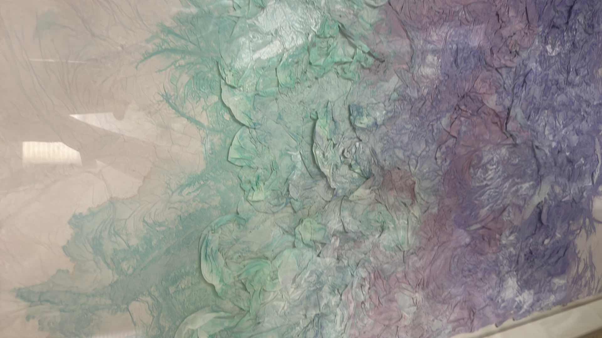 Photo 1 of WOOD FRAMED, RAISED PAPER SIGNED BUTLER WATERCOLOR SCULPTURE “ WINTER CLOUDS” ARTWORK 29” x H41”